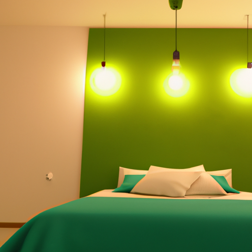 bedroom with green accent wall