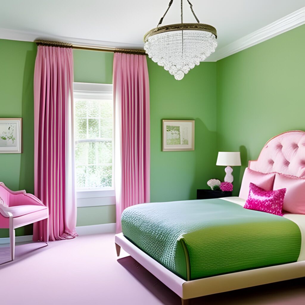 pink and green bedroom