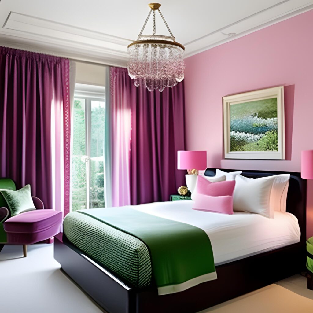 pink and green bedroom