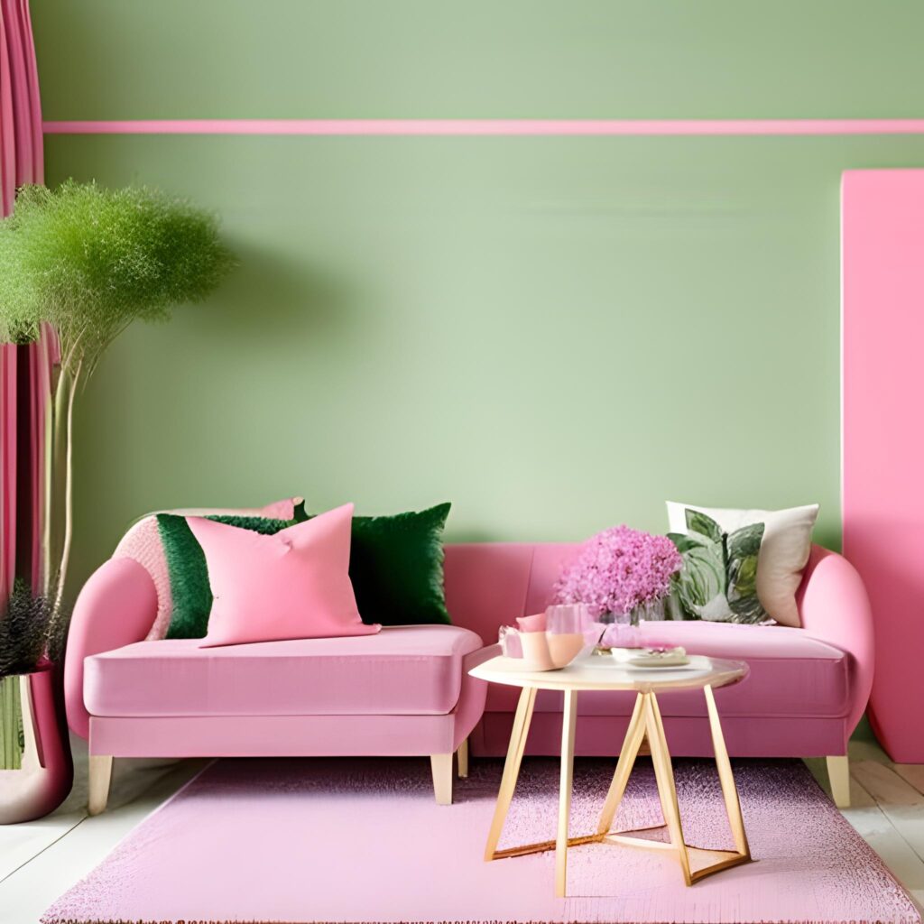 pink and green room