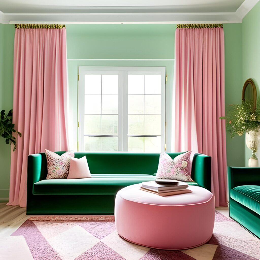 pink and green room