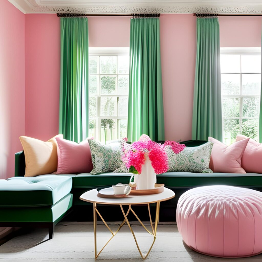 pink and green room