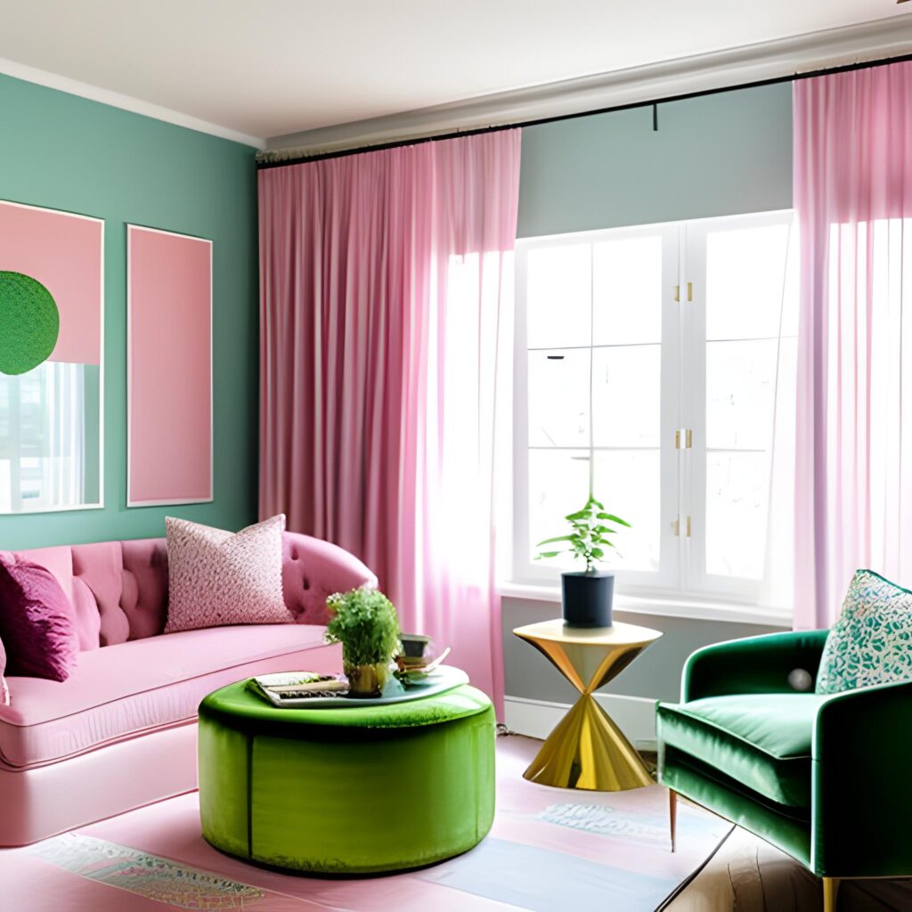 pink and green room