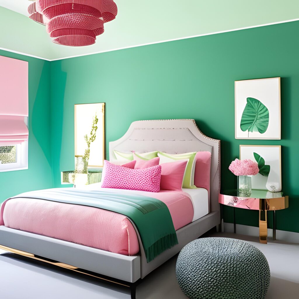 green and pink bedroom ideas