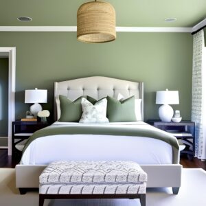 sage green accent wall bedroom