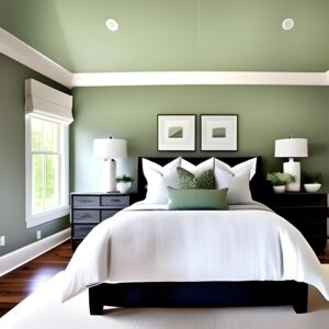 sage green accent wall bedroom