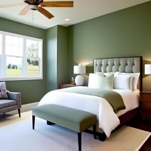 sage green accent wall bedroom