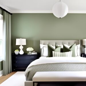 sage green accent wall bedroom