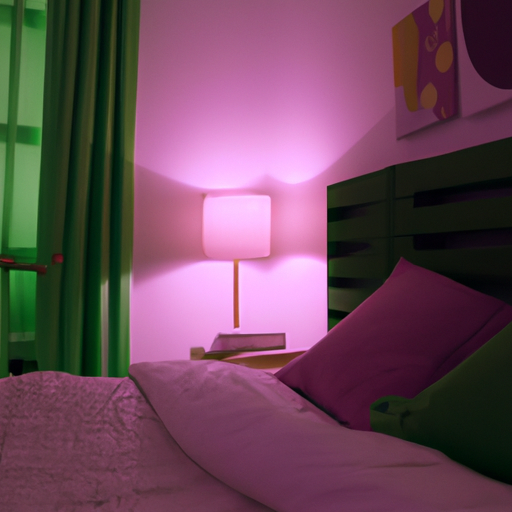 green and pink bedroom