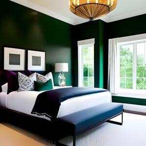 dark green accent wall bedroom