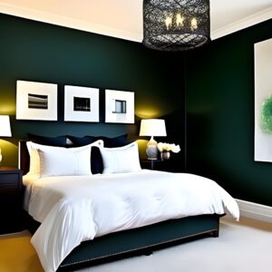 dark green bedroom accent wall