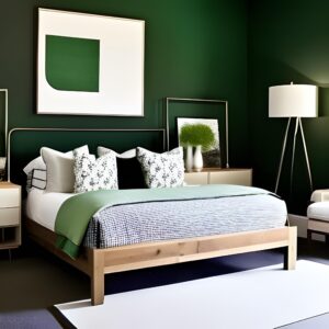 dark green bedroom accent wall