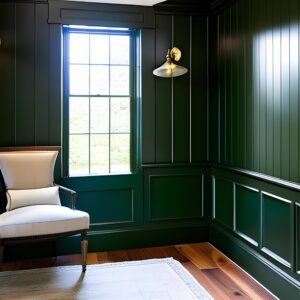 dark green wainscoting