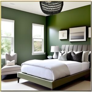 sage green accent wall bedroom