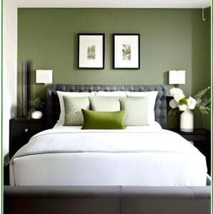 sage green accent wall bedroom