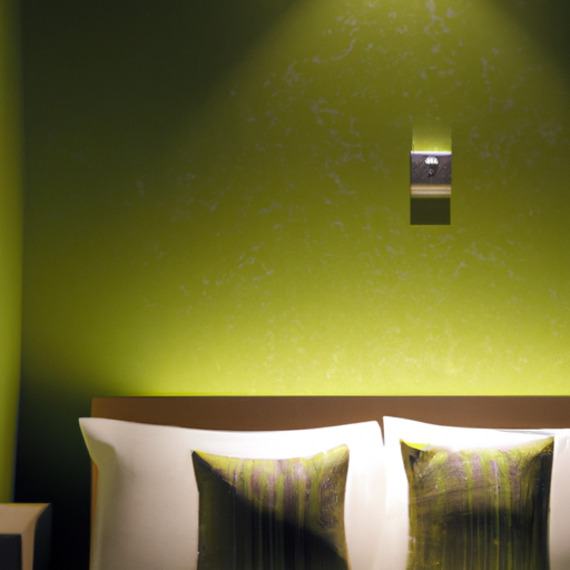 green bedroom accent wall