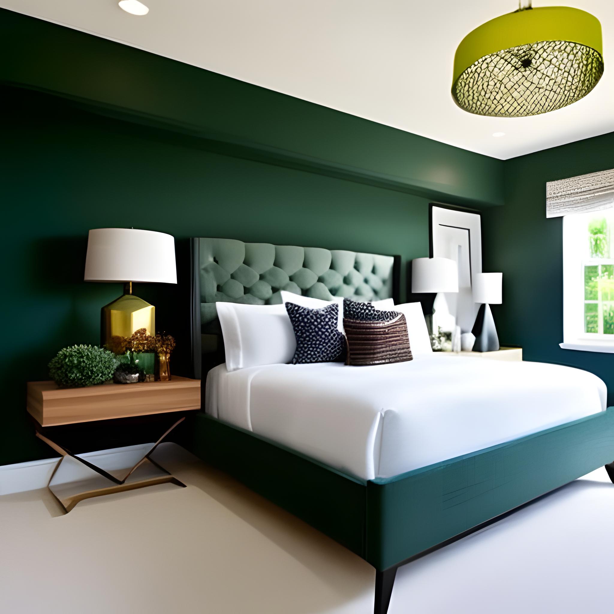 dark green accent wall bedroom